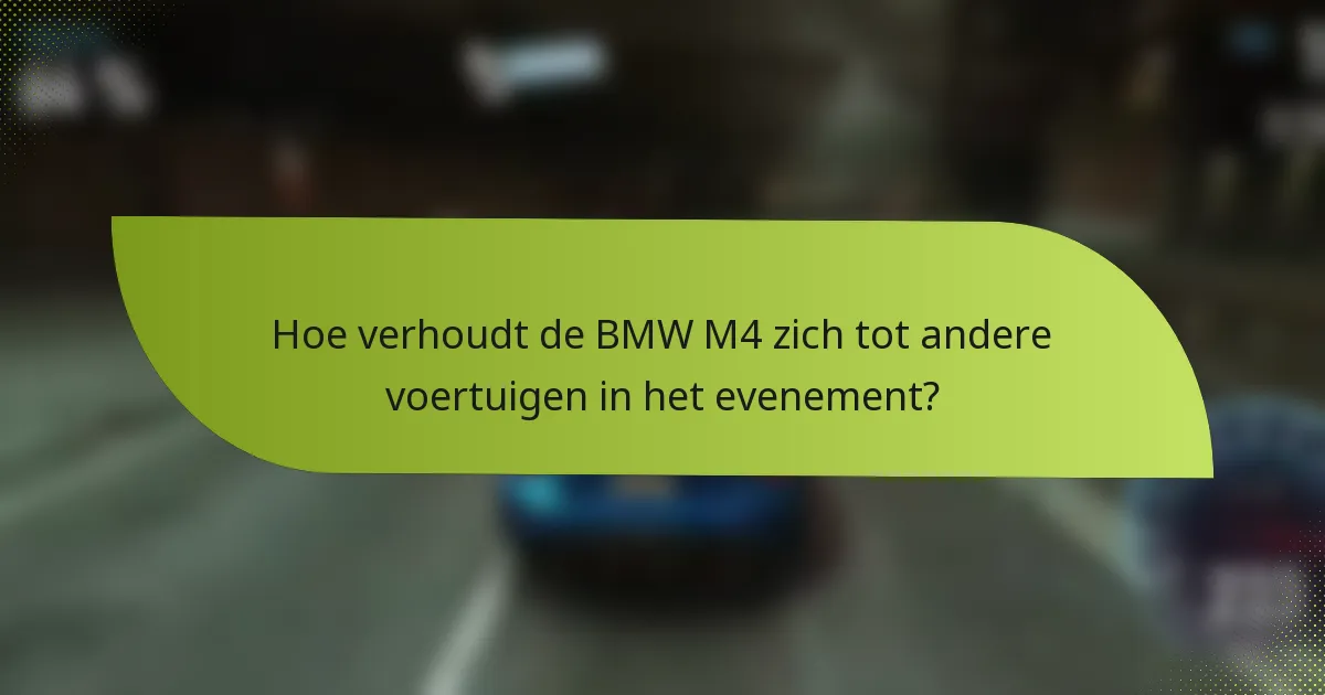 Hoe verhoudt de BMW M4 zich tot andere voertuigen in het evenement?