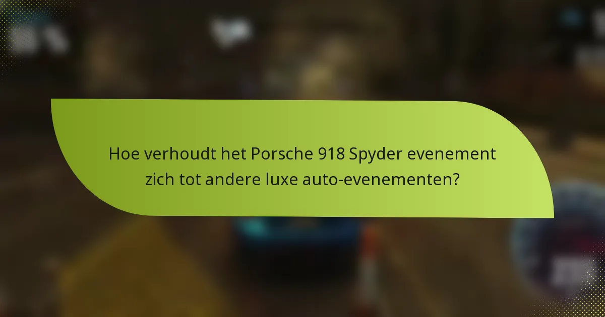 Hoe verhoudt het Porsche 918 Spyder evenement zich tot andere luxe auto-evenementen?